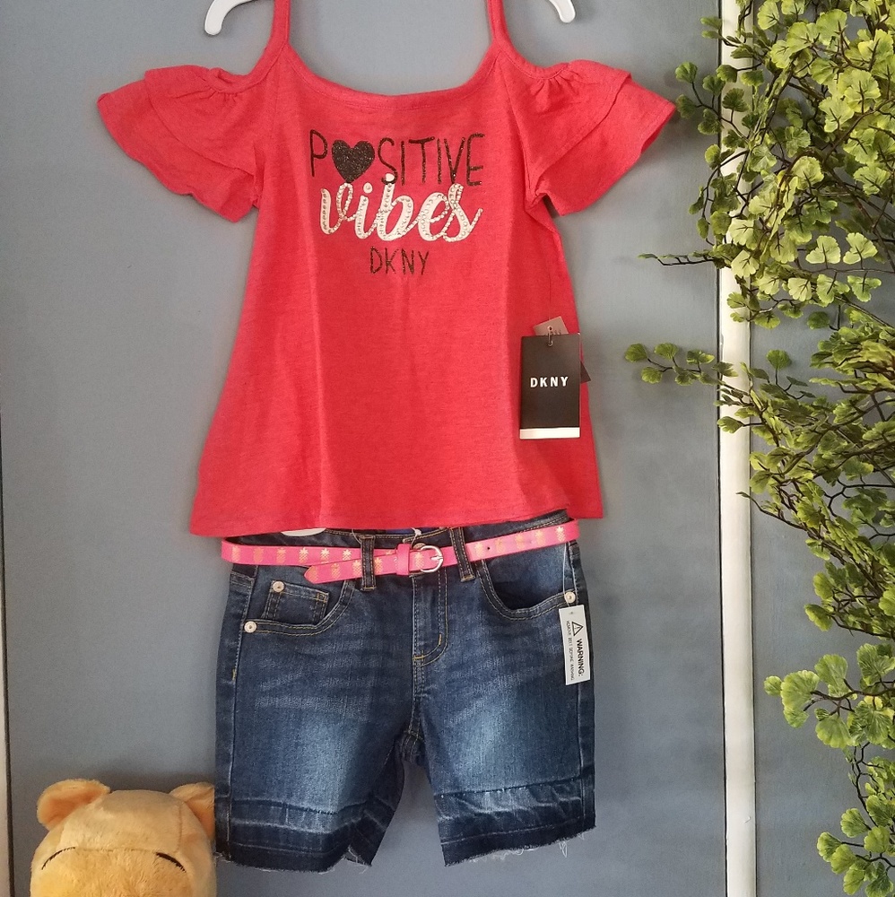 DKNY Blouse and Denim Shorts